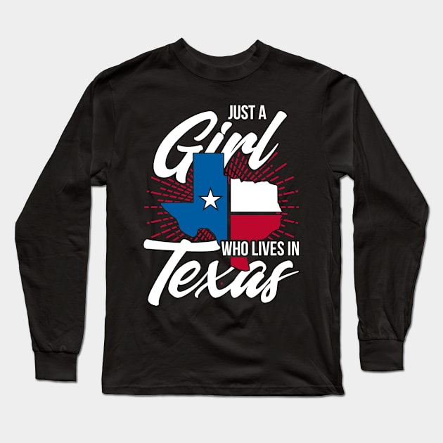 American Patriotic Flag Texas Girl Texan Long Sleeve T-Shirt by shirtsyoulike